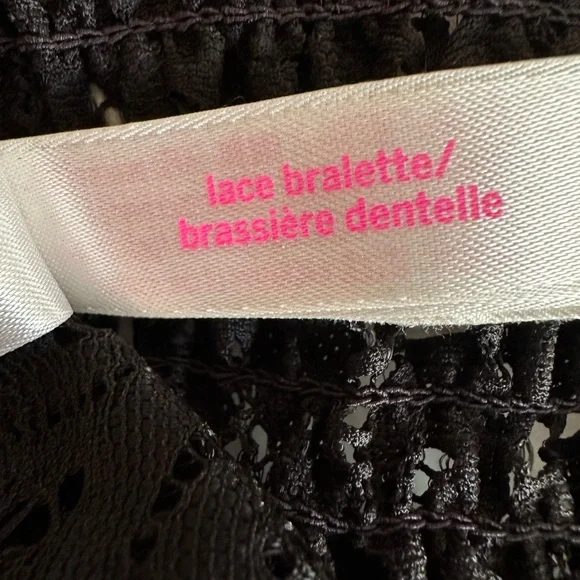 PINK Victoria’s Secret Lace Bralette Black Large Strappy Back Bralette Bra Top - Picture 6 of 11